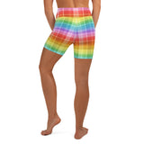 Rainbow Tartan Yoga Shorts