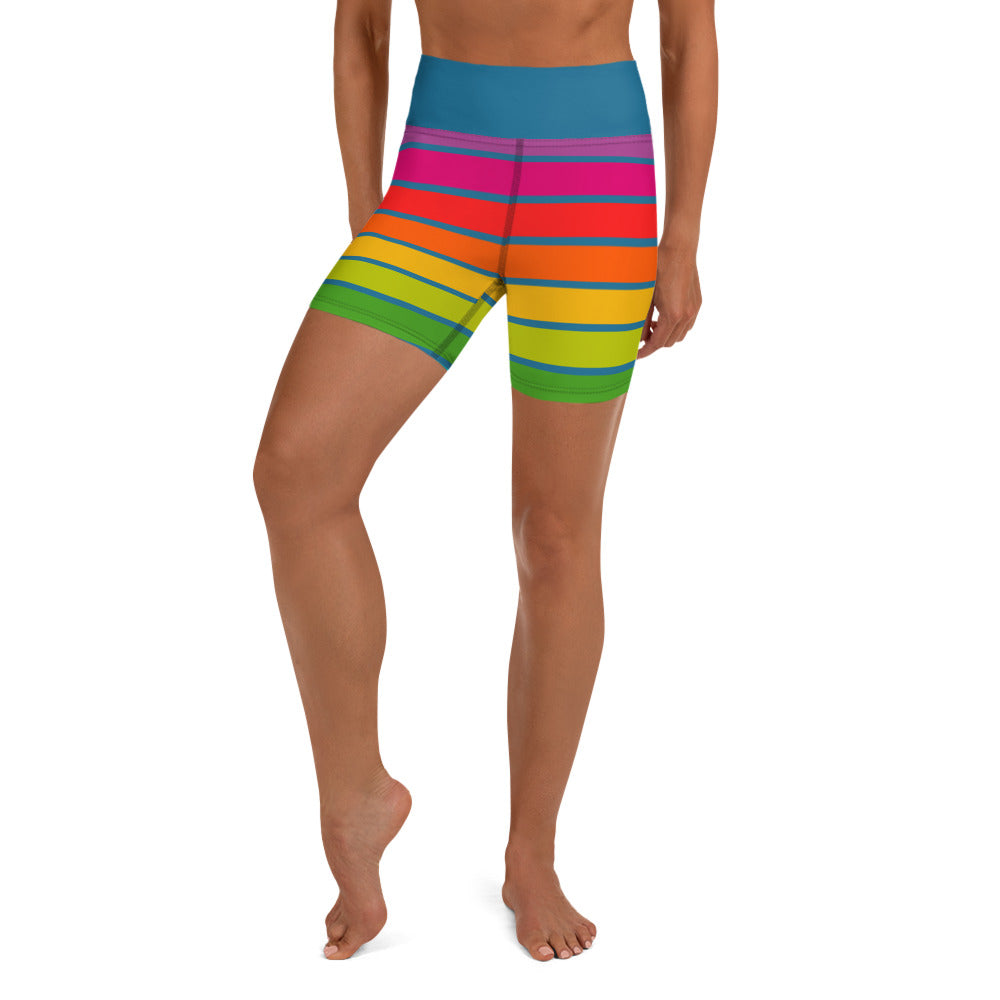 Rainbow Stripe Yoga Shorts