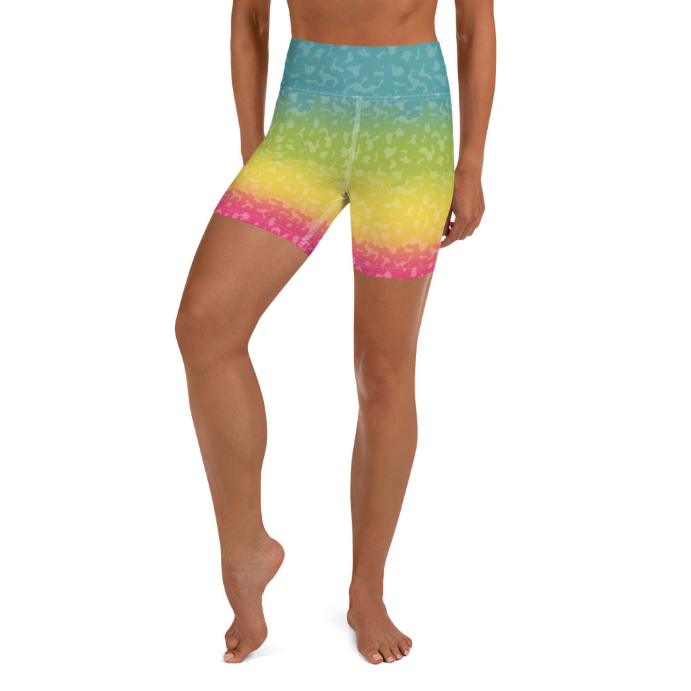 Rainbow Camo Yoga Shorts