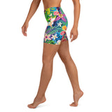 Tropical Rainbow Flower Yoga Shorts