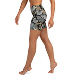 Silver Gold Leaves Yoga Shorts