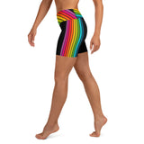 Black Rainbow Stripes Yoga Shorts