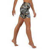 Silver Gold Leaves Yoga Shorts