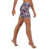 Tropical Grey & Pink Yoga Shorts