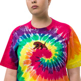 Attacking Pitbull Embroidered Oversized tie-dye t-shirt