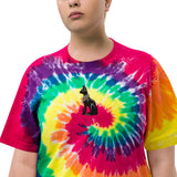 Bastet Cat Embroidered Oversized tie-dye t-shirt