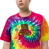 Christmas Teddy Large Embroidery Oversized tie-dye t-shirt