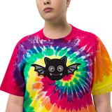 Black Bat Embroidered Oversized tie-dye t-shirt