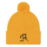 Standing Strong Pitbull Embroidered Pom-Pom Beanie