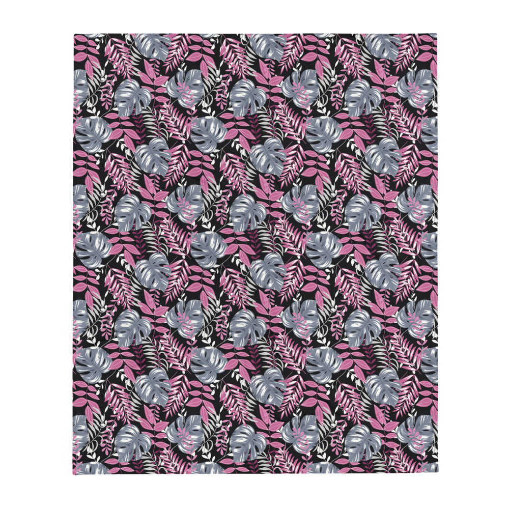 Tropical Grey & Pink Throw Blanket