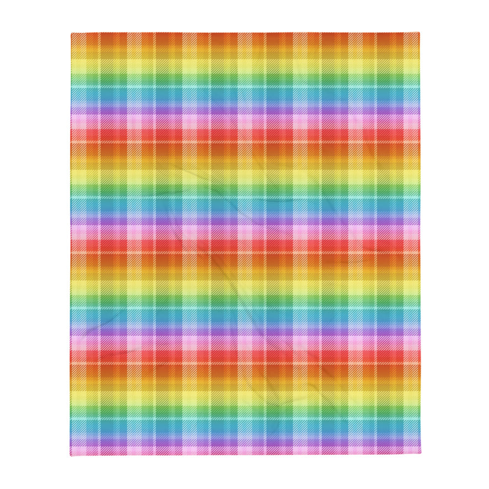 Rainbow Tartan Throw Blanket