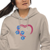 Paws Heart Embroidered essential eco hoodie